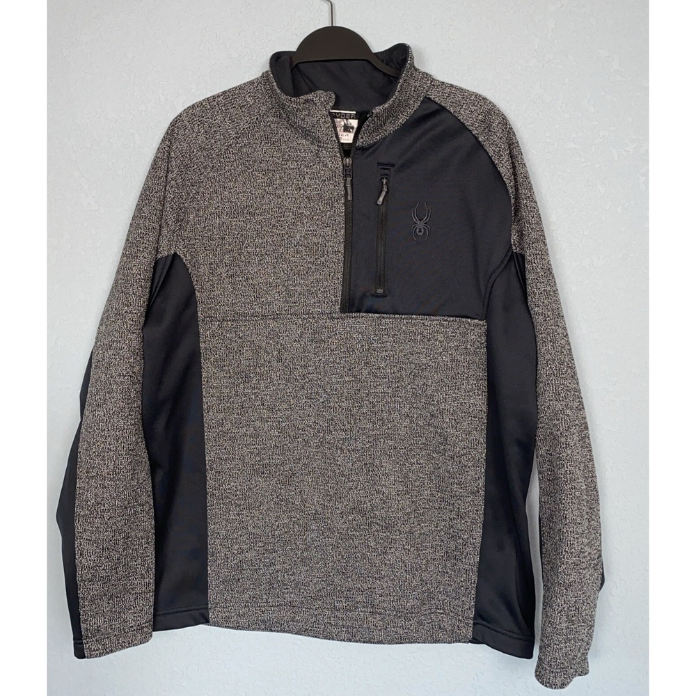 SPYDER Gait Men's XL Jacket Half Zip Sweater Knit‎ Pullover Fleece Heather Gray